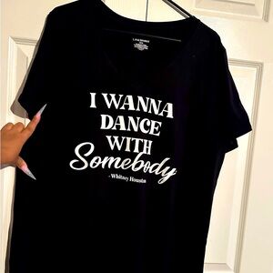 Lane Bryant Black Short Sleeve Tee with White Whitney Houston Graphic
